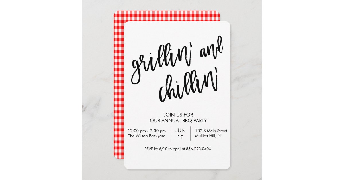 ANY COLOR - Grillin and Chillin BBQ Invitation