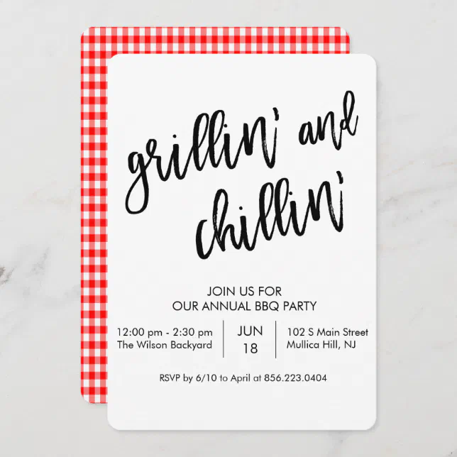 ANY COLOR - Grillin and Chillin BBQ Invitation