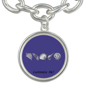 Any Color Hand Drawn Seashell Collection Charm Bracelet