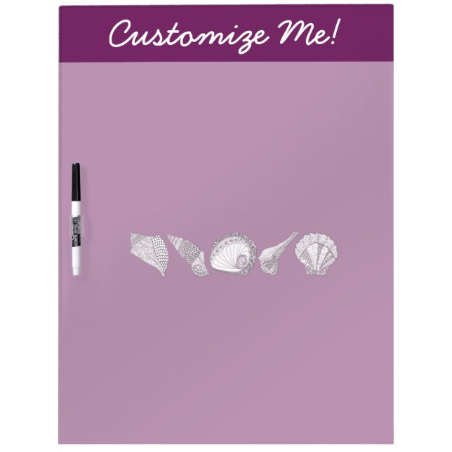 Any Color Hand Drawn Seashell Collection Dry Erase Board (Front)