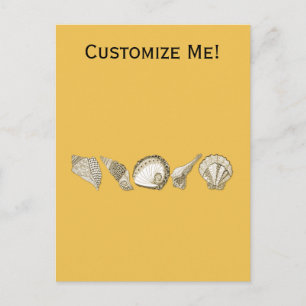Any Color Hand Drawn Seashell Collection Postcard