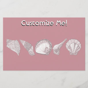 Any Color Hand Drawn Seashells Stationery