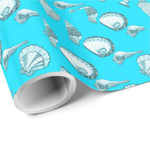 Any Color Hand Drawn Seashells Wrapping Paper