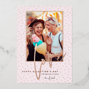 Any Color   Happy Galentine's Day Photo  Foil Holiday Card