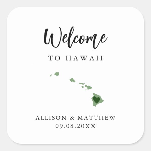 Any Color Hawaii Wedding Welcome Bag or Box Square Sticker