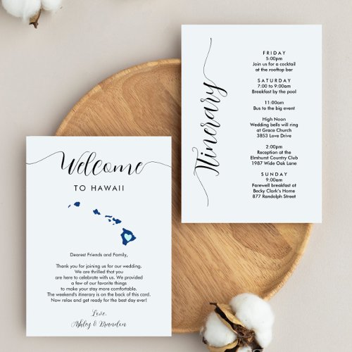 Any Color Hawaii Wedding Welcome Letter Itinerary