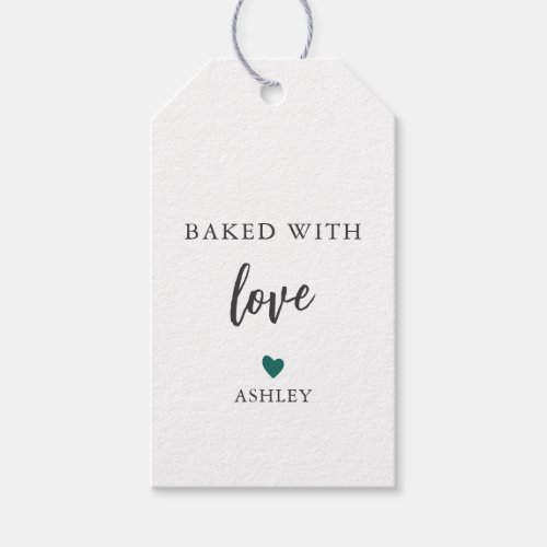 Any Color Heart Baked With Love Tag Homemade Cook Gift Tags