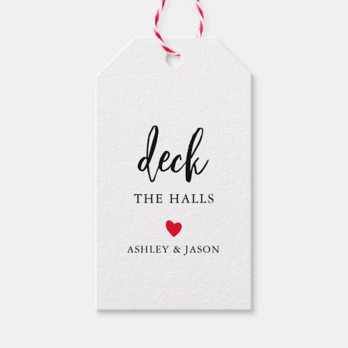 Any Color Heart Deck the Halls Minimalist Modern Gift Tags