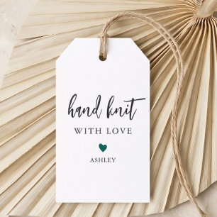 Any Color Heart Hand Knit with Love, Handmade Gift Tags