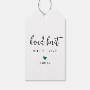 Any Color Heart Hand Knit with Love, Handmade Gift Tags