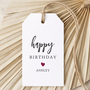 Any Color Heart Happy Birthday Gift Tags, Birthday Tags