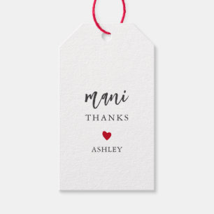 Any Color Heart Mani Thanks Tags, Manicure Kit Gift Tags