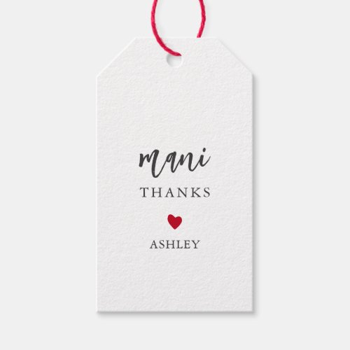 Any Color Heart Mani Thanks Tags Manicure Kit  Gift Tags