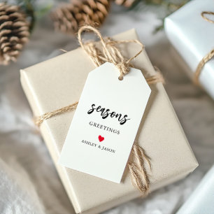 Any Color Heart Seasons Greetings, Minimalist Gift Tags