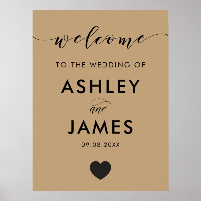 Any Color Heart Wedding Welcome Sign (Front)