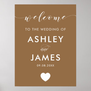 Any Color Heart Wedding Welcome Sign, Kraft Brown Poster