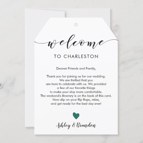 Any Color Heart Wedding Welcome Tag Itinerary