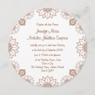 Any Color Henna Mandala Style Pattern Wedding Invitation