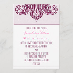 Any Color Henna Style Paisley Pattern Wedding Invitation