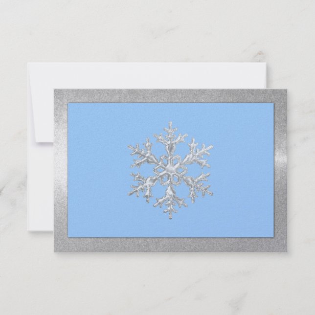Any Color Icy Snowflakes Holiday Party RSVP (Front)