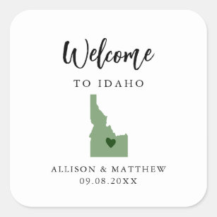 Any Color Idaho Wedding Welcome Bag or Box Square Sticker
