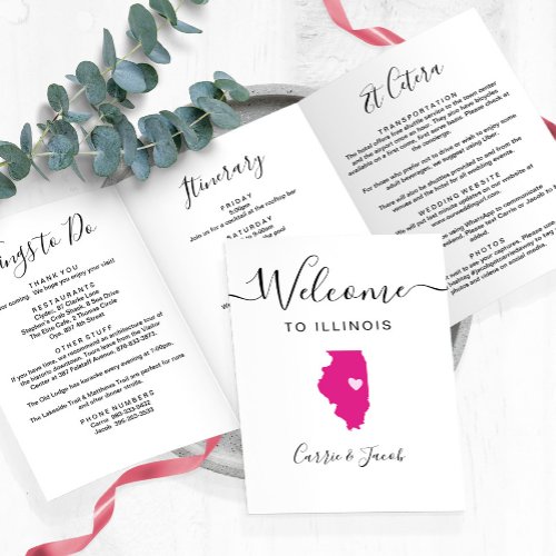 Any Color Illinois Wedding Welcome Bag Itinerary Tri_Fold Program
