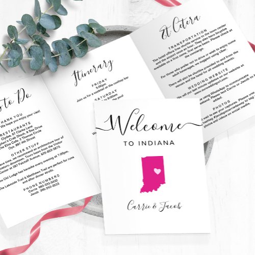 Any Color Indiana Wedding Welcome Bag Itinerary Tri_Fold Program