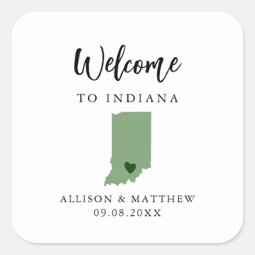 Any Color Indiana Wedding Welcome Bag or Box Square Sticker