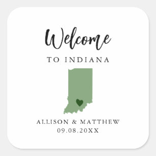 Any Color Indiana Wedding Welcome Bag or Box Square Sticker