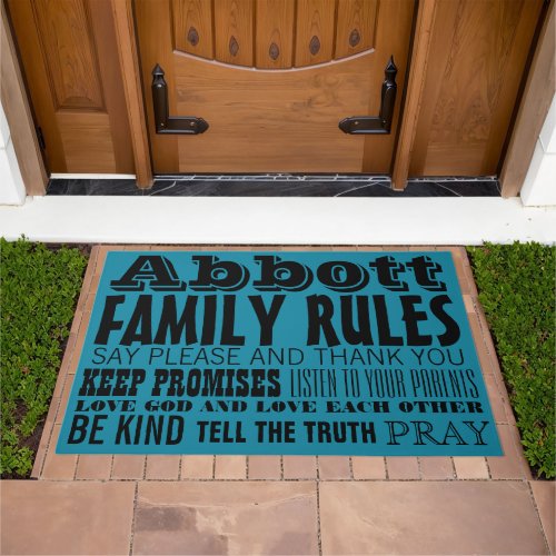 Any Color Inspirational Quote Life Family Rules Doormat