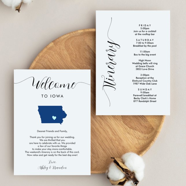 Any Color Iowa Wedding Welcome Note Itinerary (Creator Uploaded)
