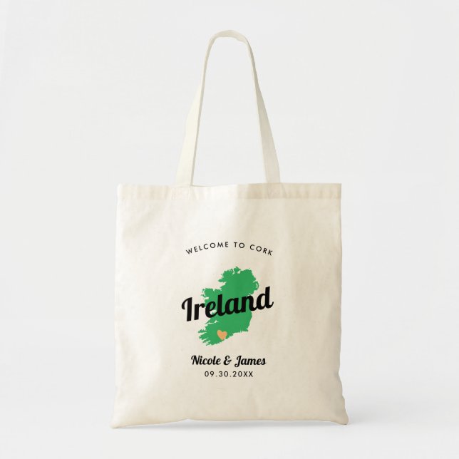 Any Color Ireland Wedding Welcome Bag, Irish Tote Bag (Front)