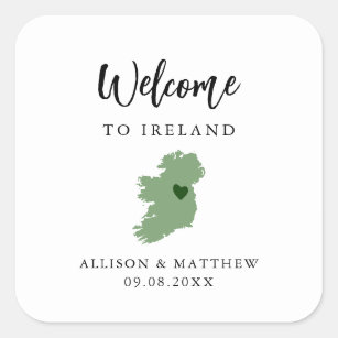 Any Color Ireland Wedding Welcome Bag or Box Square Sticker
