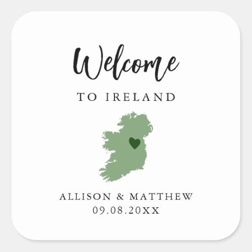 Any Color Ireland Wedding Welcome Bag or Box Square Sticker