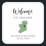 Any Color Ireland Wedding Welcome Bag or Box Square Sticker<br><div class="desc">Wedding weekend welcome sticker for guests to your wedding, featuring image of Ireland. You may edit the colors for any part of this design, as well as move the heart to the location of your wedding. To change colors, click personalize and then "edit using the design tool." Select the element...</div>