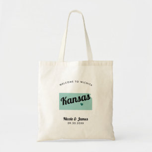 Any Color Kansas Map Wedding Welcome Tote Bag