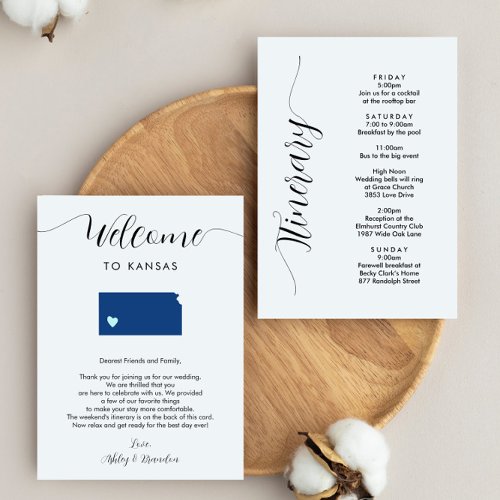 Any Color Kansas Wedding Welcome Note Itinerary