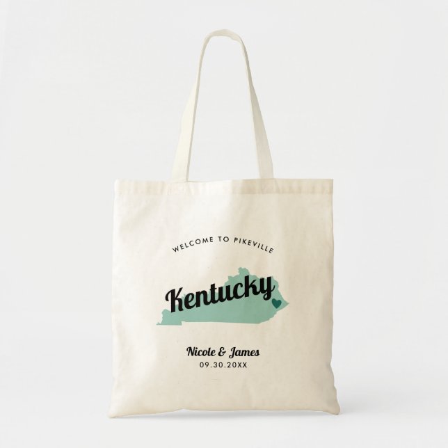 Any Color Kentucky Map Wedding Welcome Bag, Tote Bag (Front)