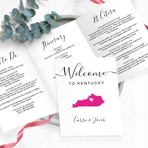 Any Color Kentucky Map Wedding Welcome Itinerary Tri_Fold Program