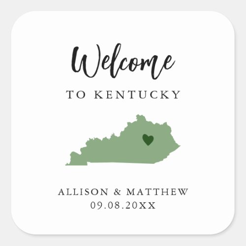 Any Color Kentucky Wedding Welcome Bag or Box Square Sticker