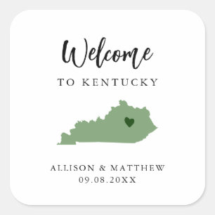 Any Color Kentucky Wedding Welcome Bag or Box Square Sticker