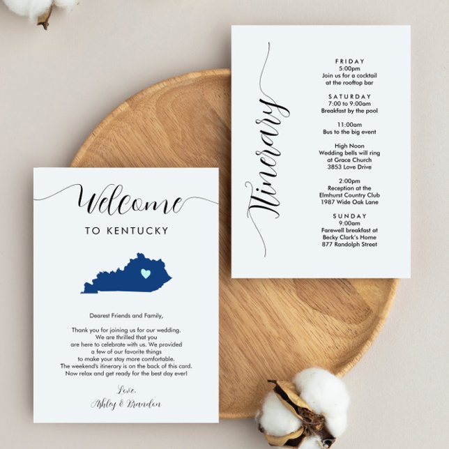 Any Color Kentucky Wedding Welcome Note Itinerary (Creator Uploaded)