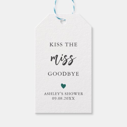 Any Color Kiss the Miss Goodbye Bridal Shower Gift Tags