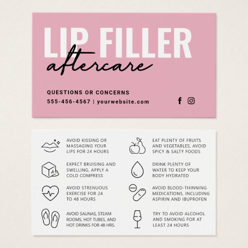 Any Color Lip Filler Instruction Aftercare Ad Card