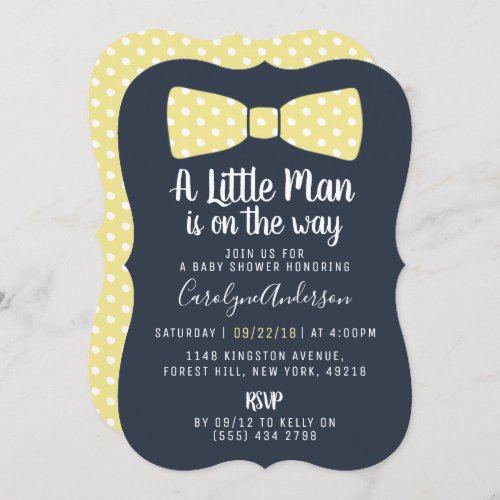 Any Color Little Man Bow Tie Baby Shower Invitation