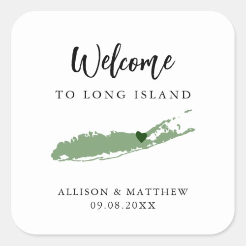 Any Color Long Island Wedding Welcome Bag or Box Square Sticker