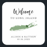 Any Color Long Island Wedding Welcome Bag or Box Square Sticker<br><div class="desc">Wedding weekend welcome sticker for guests to your wedding, featuring image of Long Island. You may edit the colors for any part of this design, as well as move the heart to the location of your wedding. To change colors, click personalize and then "edit using the design tool." Select the...</div>
