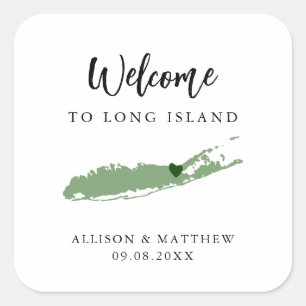 Any Color Long Island Wedding Welcome Bag or Box Square Sticker