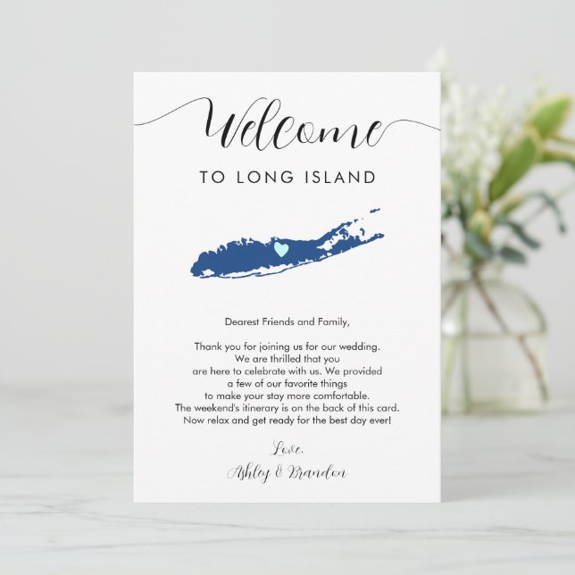 Any Color Long Island Wedding Welcome Itinerary (Standing Front)