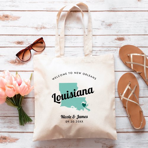 Any Color Louisiana Map Wedding Welcome Bag Tote Bag